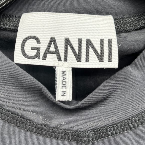 Ganni Light Stretch Jersey Shortsleeve T-Shirt - Phantom~M~NWOT - Picture 5 of 8